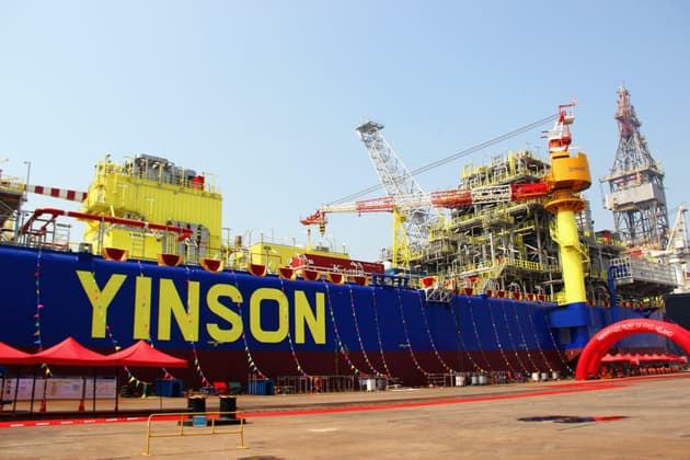 A Yinson ship equipped with oil-rig machinery
