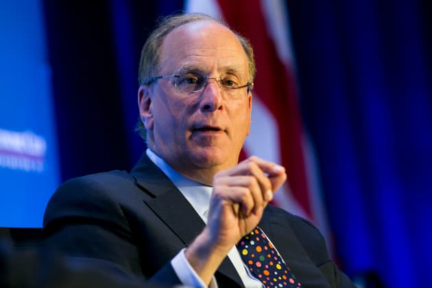 Larry Fink speaks at an event