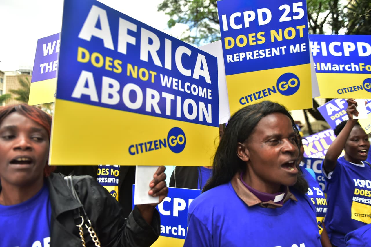 Anti-abortion activists protest in Nairobi, Kenya