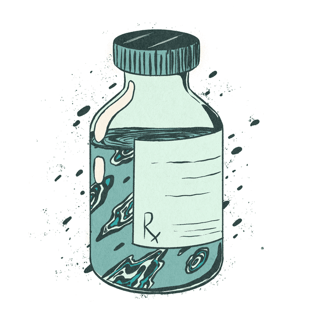 An illustration of a pill bottle