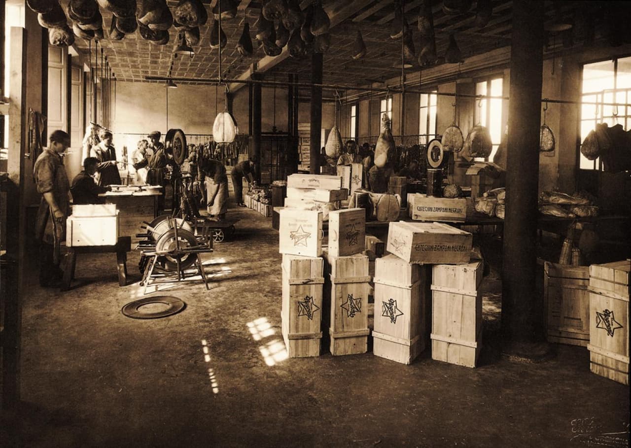 The shipment warehouse in 1910 from Negroni, a Parma ham producer