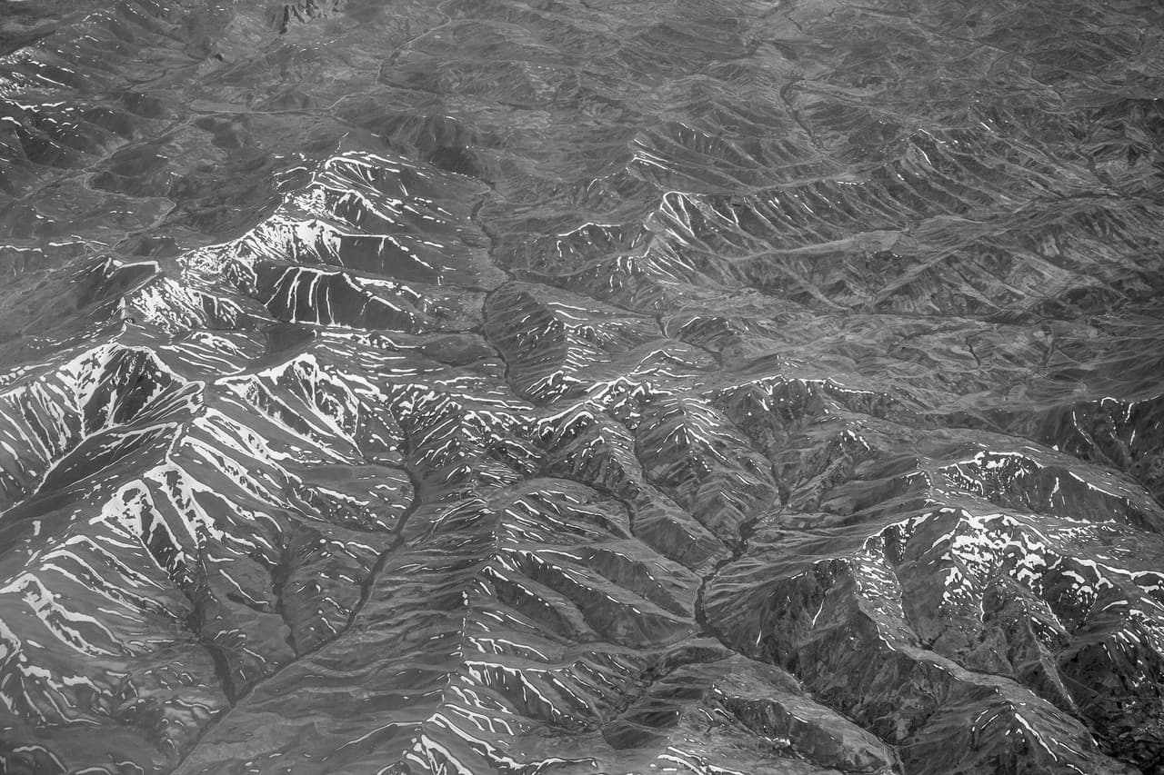Aerial view of Kashmir mountains, near the border of Pakistan and Afghanistan