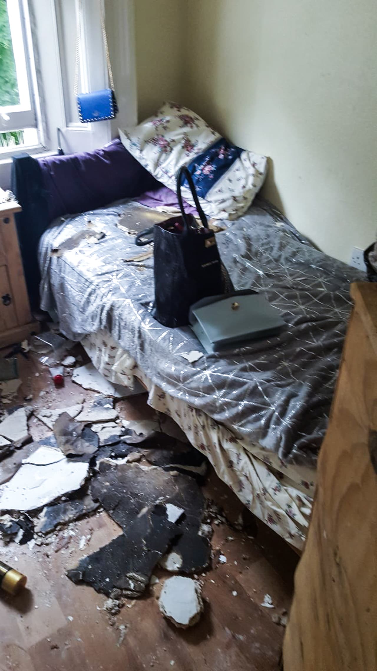 An image of damaged belongings at the refuge