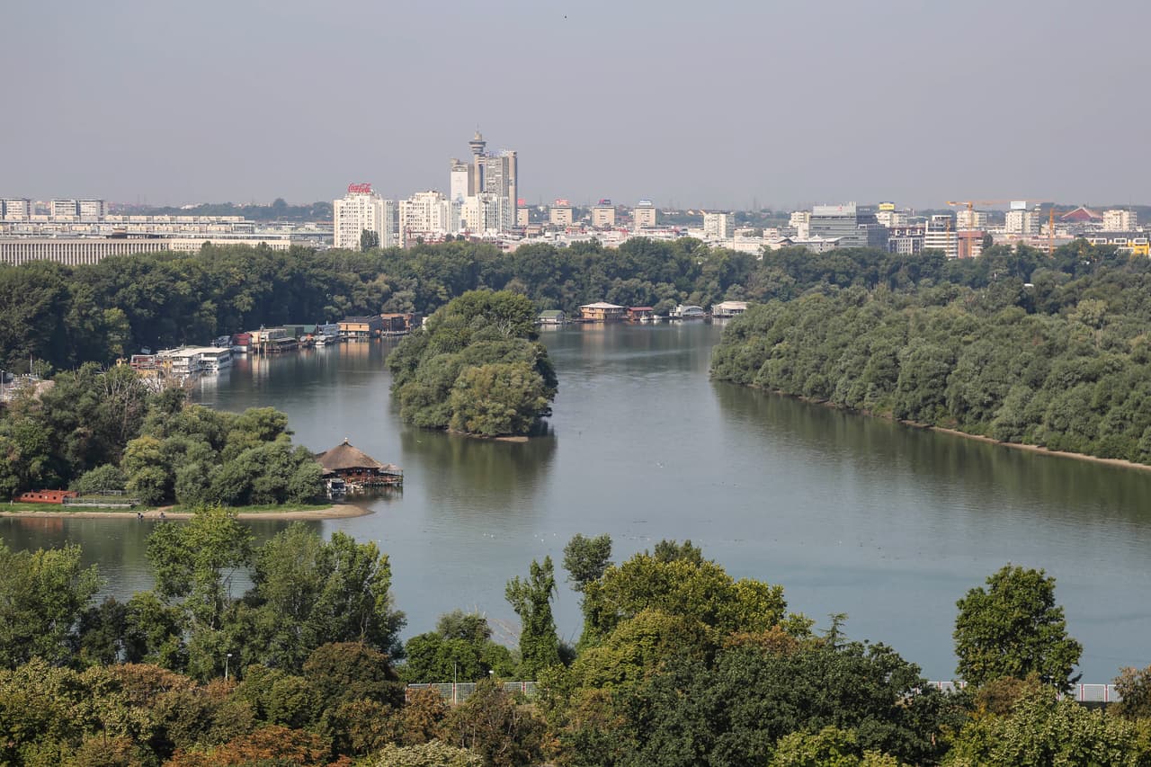 The rivers Sava and Danube along the riverside in Belgrade, the largest city and capital of Serbia