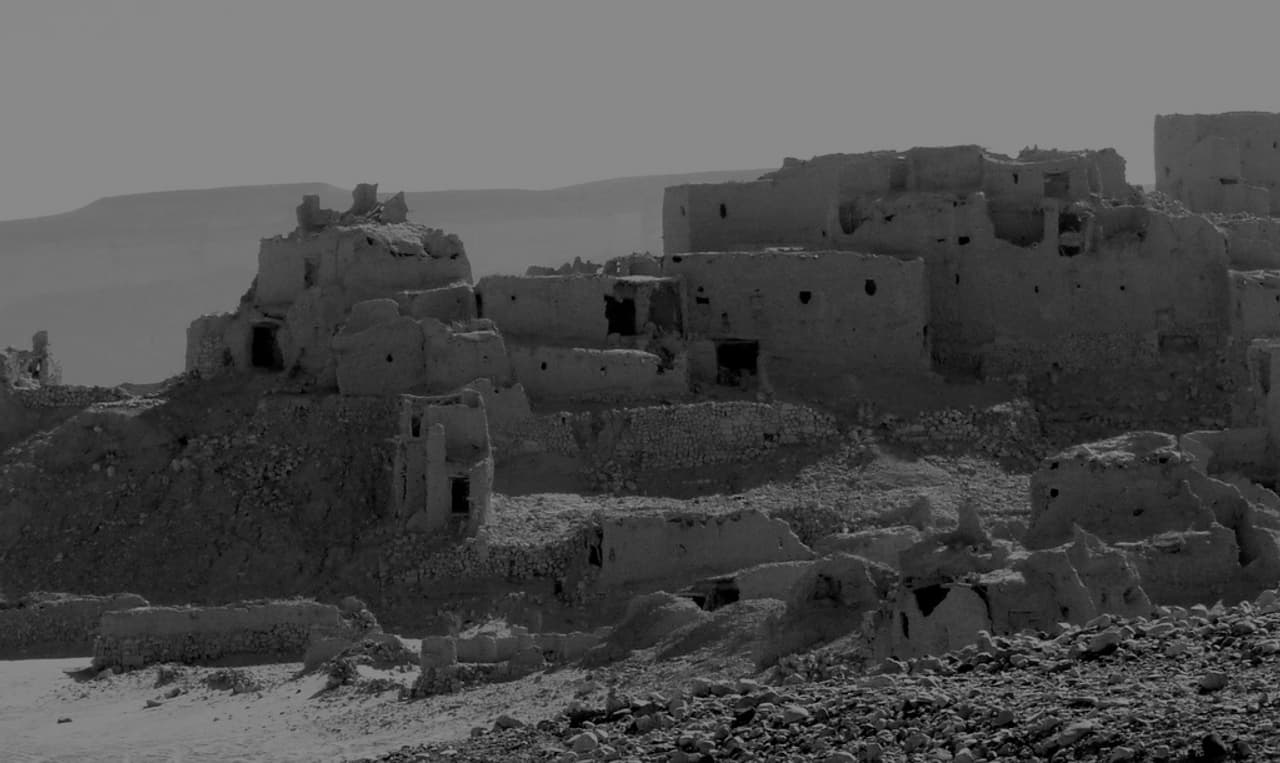 Ruins in the desert in the Yemen province of Shabwa
