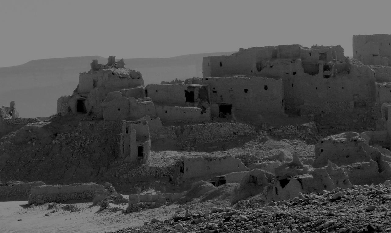 Ruins in the desert in the Yemen province of Shabwa