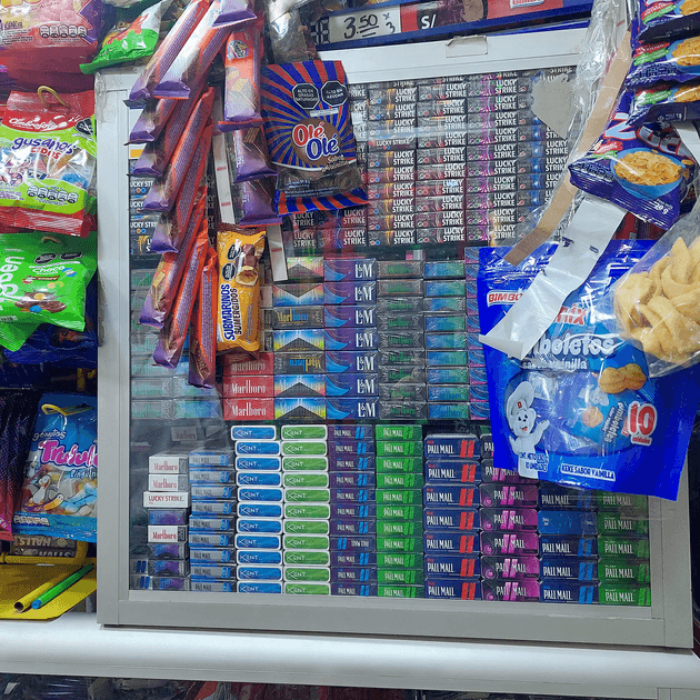 Tobacco products on show in a shop in Peru