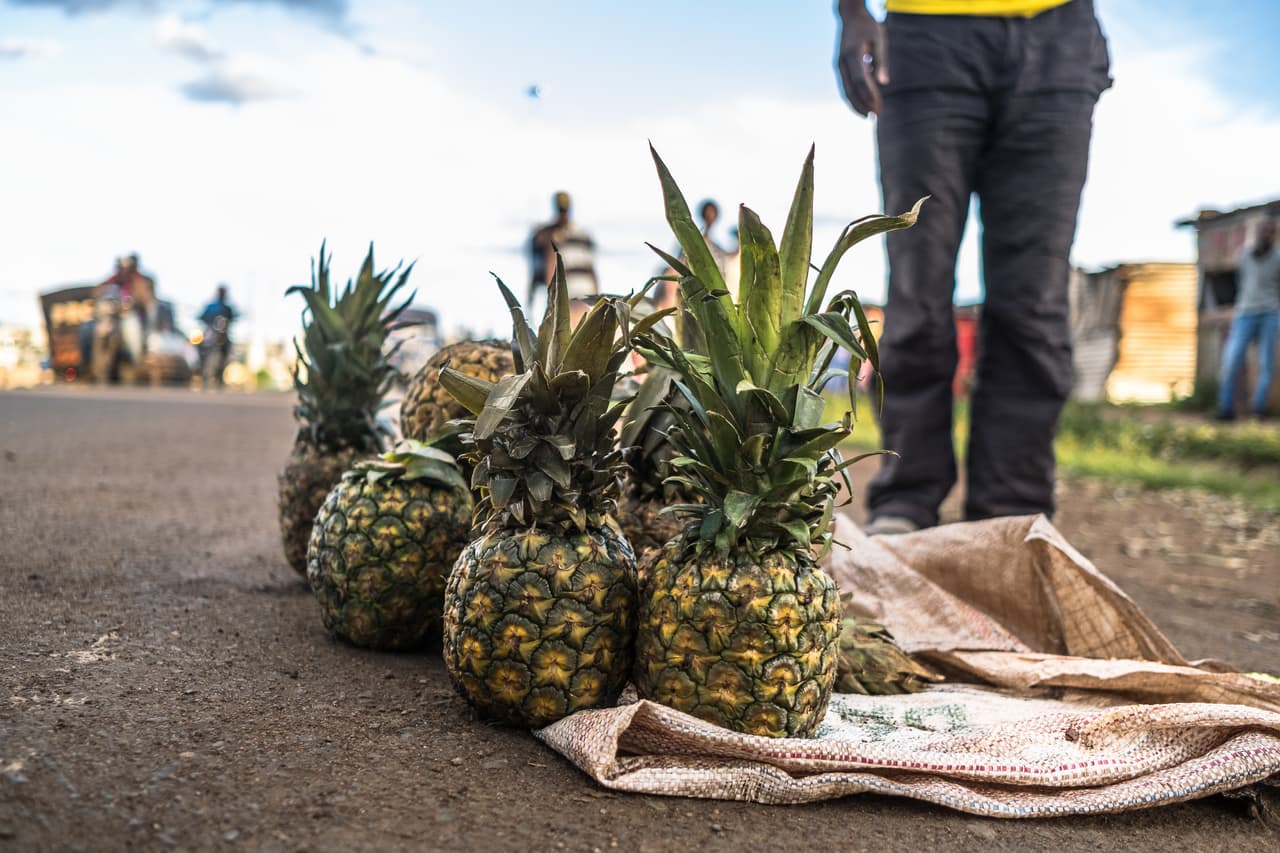 Pineapple for sale on a roadside